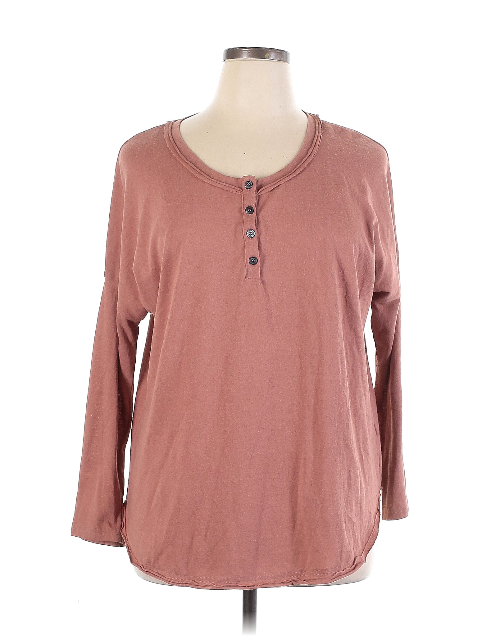 Umgee Brown Long Sleeve Henley Size XL (Plus) - 71% off | ThredUp