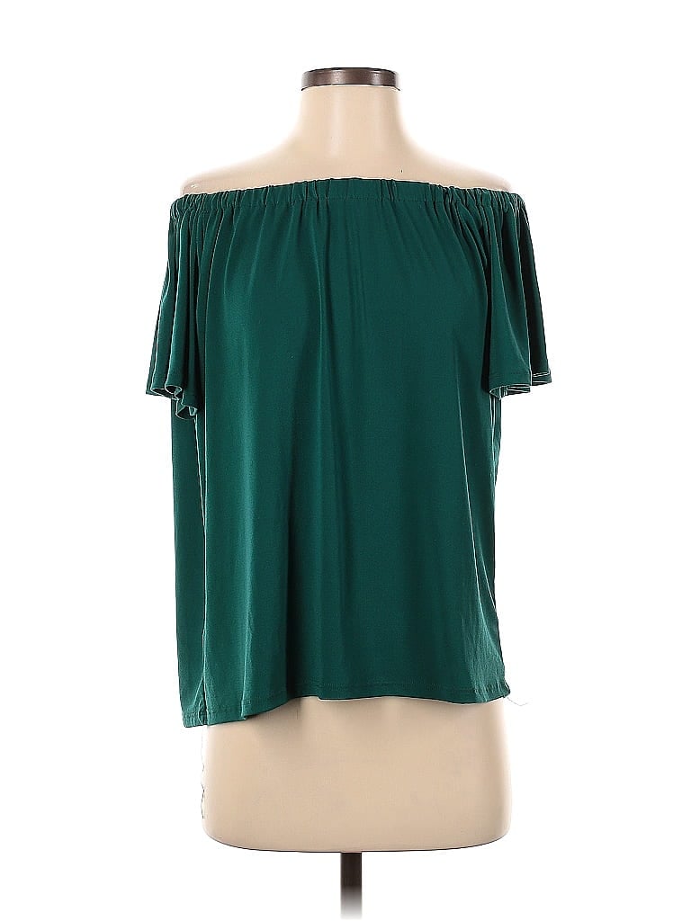 Pre-owned Halogen Short Sleeve Blouse In Green