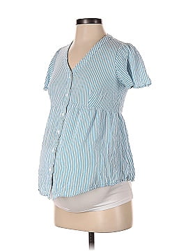 Isabel Maternity Short Sleeve Button-Down Shirt (view 1)