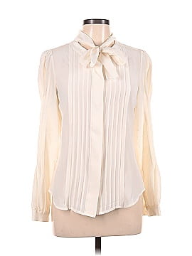 Pink Tartan Long Sleeve Silk Top (view 1)