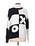 STAUD Graphic Color Block White Pullover Sweater Size M - photo 1