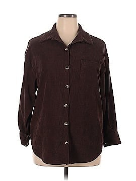Shein Curve Long Sleeve Button-Down Shirt (view 1)