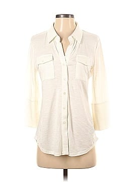 Lace & Mesh Long Sleeve Button-Down Shirt (view 1)