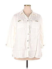 Jm Collection 3/4 Sleeve Button Down Shirt