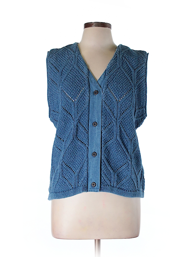 Blue Willi's 100% Cotton Solid Blue Sweater Vest Size L - 73% off | thredUP