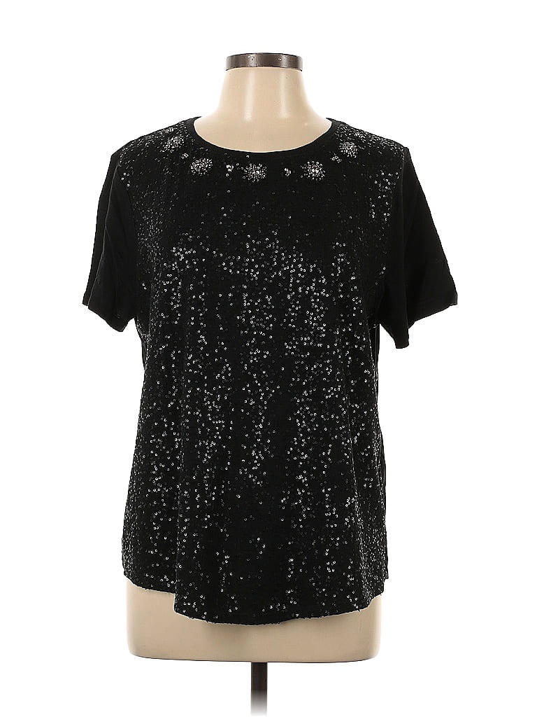 Ann Taylor LOFT 100% Cotton Stars Black Short Sleeve Top Size XL - 76% ...