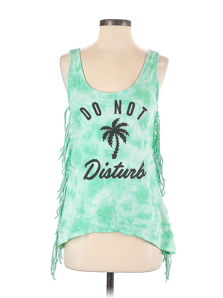 Click to view more detailed imagery on our partner's website Pre-owned Wound Up Tank Top Green Halter Neckline Tops