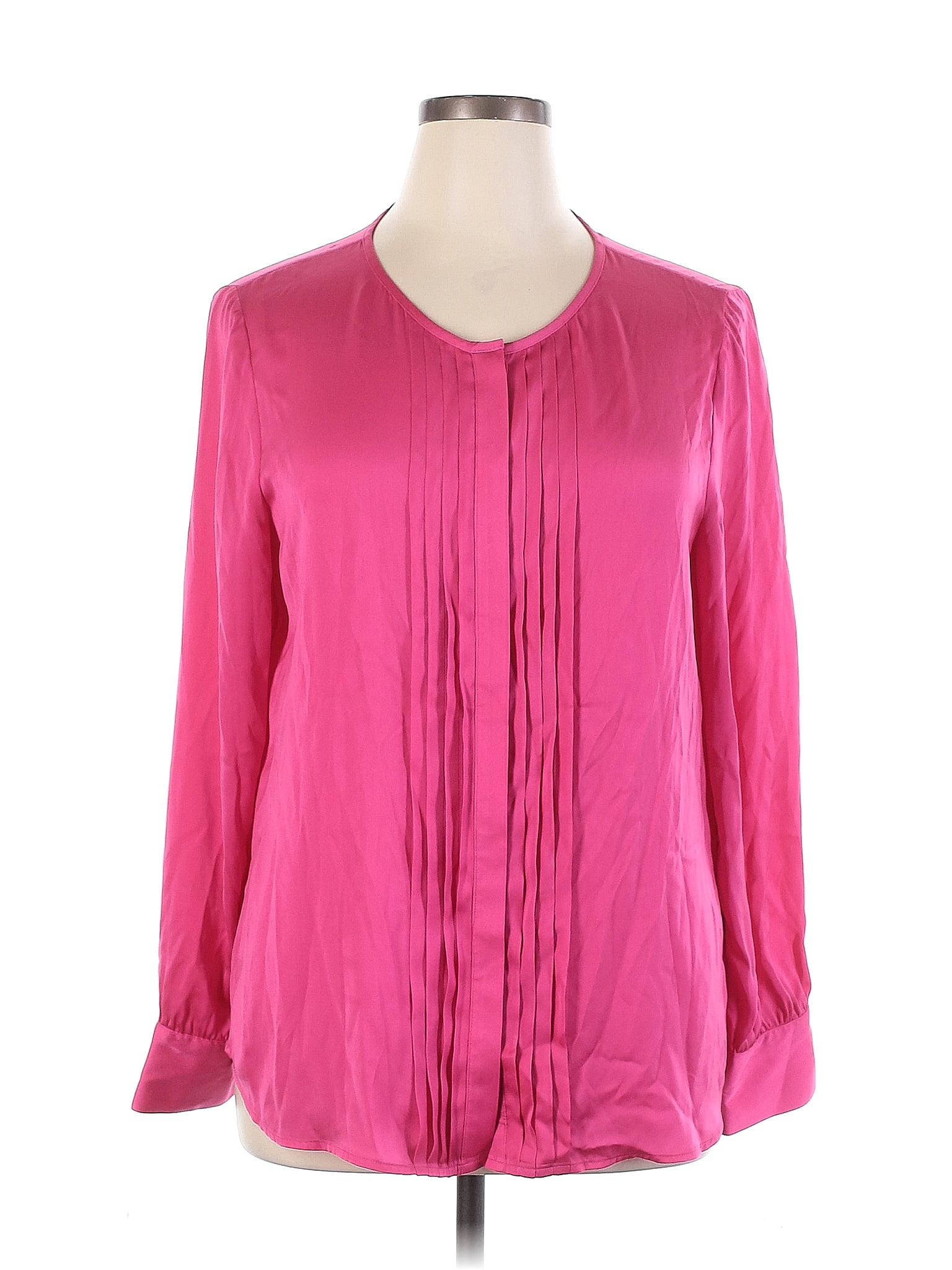 Banana Republic 100 Polyester Pink Long Sleeve Blouse Size Xl 80