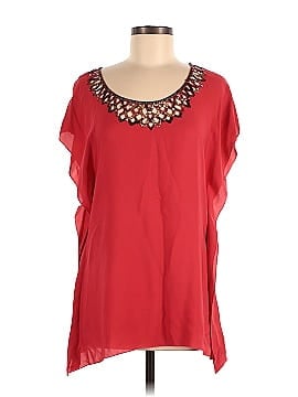 BCBGMAXAZRIA Short Sleeve Silk Top (view 1)