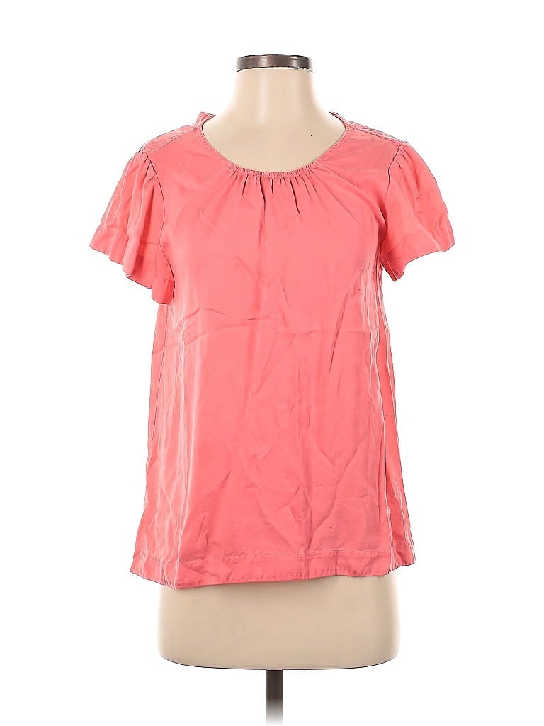 Pre-owned Crown & Ivy Short Sleeve Top Pink Keyhole Neckline Tops