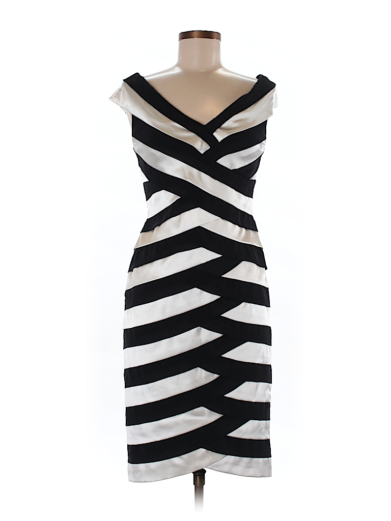 Xscape 100% Polyester Stripes Black Cocktail Dress Size 6 - 91% off ...
