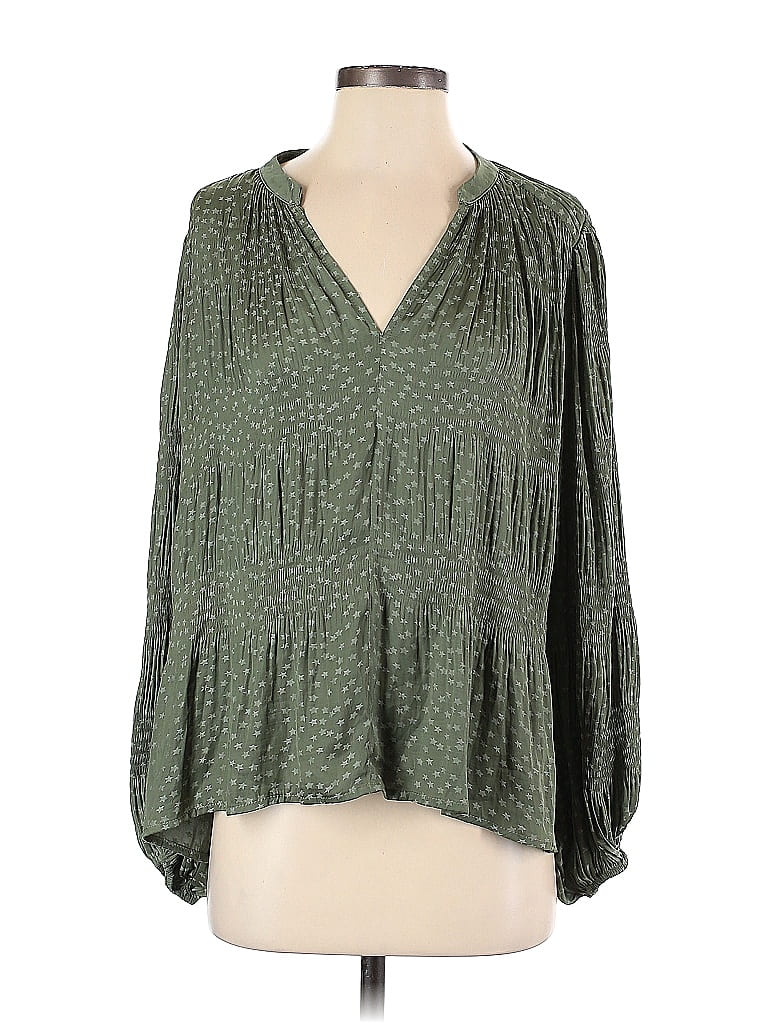Pre-owned Current Air Long Sleeve Blouse In Green