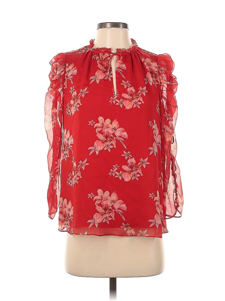 Pre-owned Cece Long Sleeve Blouse In Red