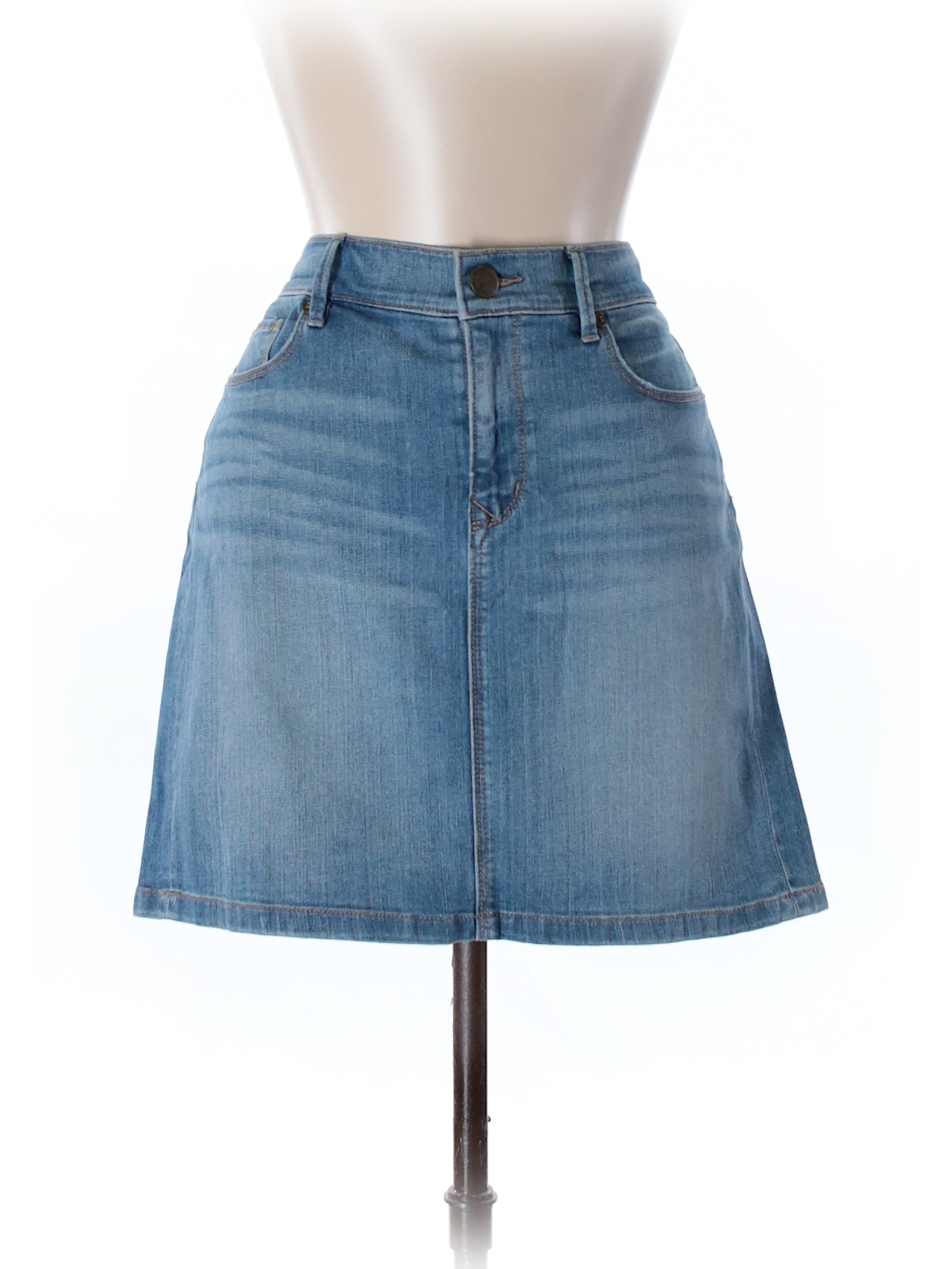 Ann Taylor LOFT Solid Blue Denim Skirt Size 8 - 70% off | thredUP