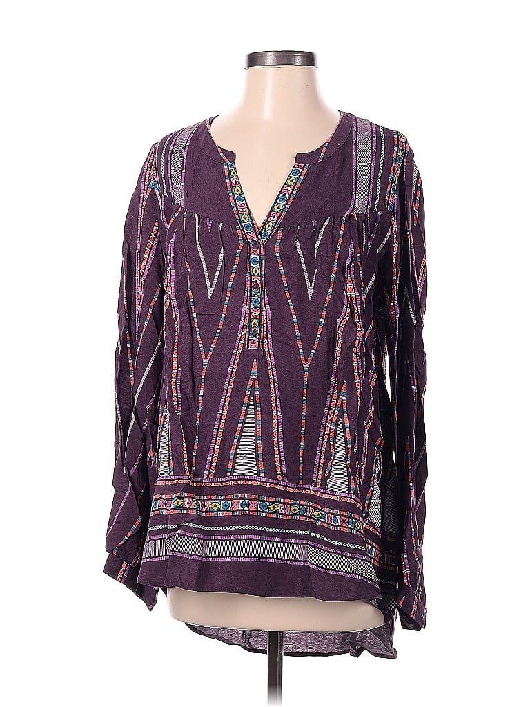 Pre-owned Daniel Rainn Long Sleeve Blouse In Purple