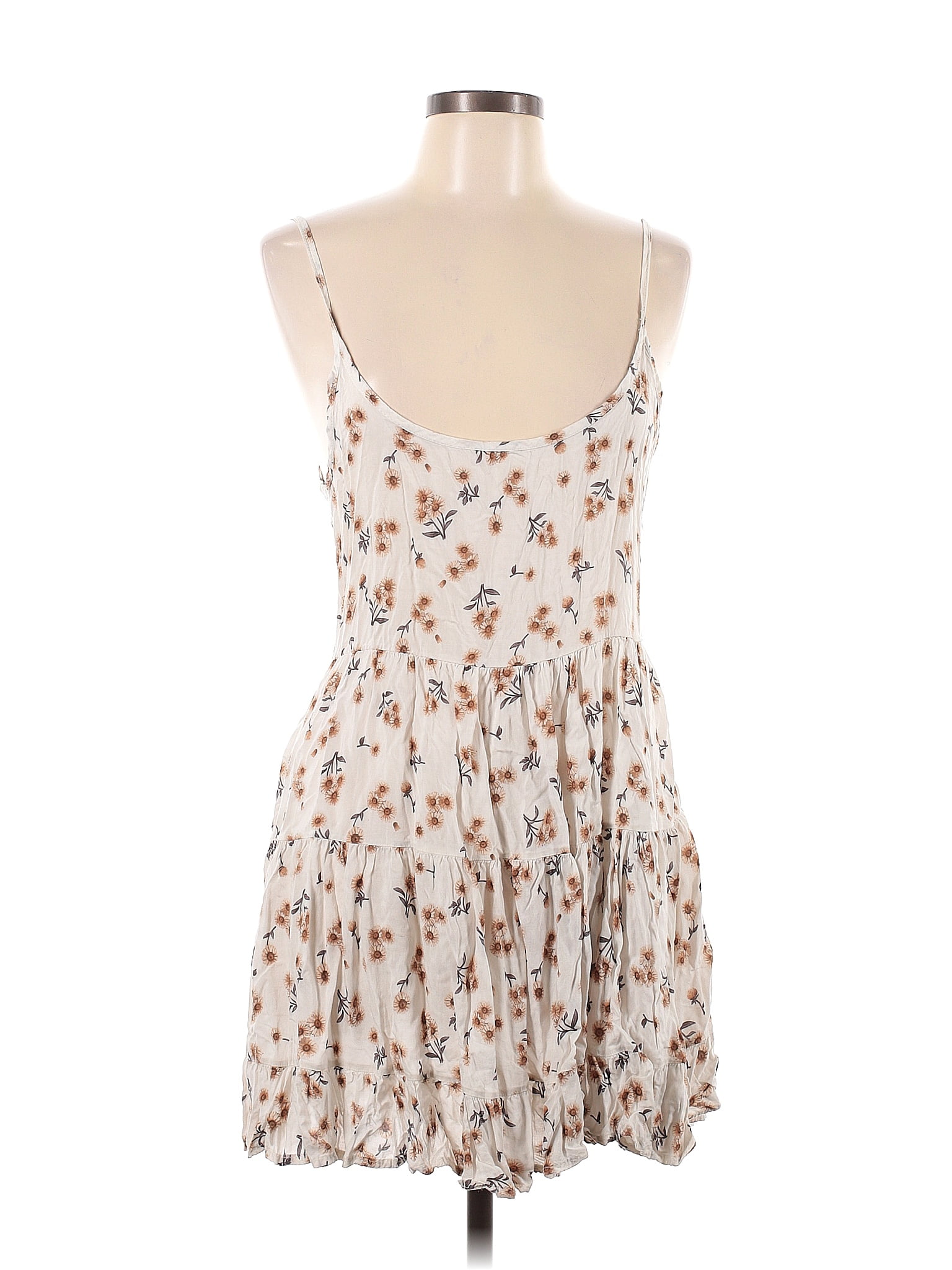 Brandy Melville Floral Motif Floral Tan Casual Dress One Size 50 Off