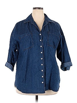 Roaman's 3/4 Sleeve Button-Down Shirt (view 1)