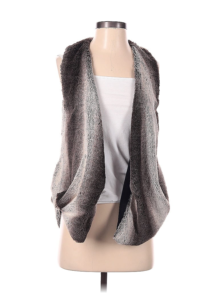 Pre-owned Assorted Brands Faux Fur Vest In Gray
