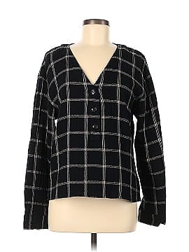 Madewell Long Sleeve V-Neck Grid Plaid Top (view 1)