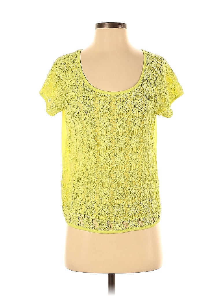 Pre-owned Lc Lauren Conrad Short Sleeve Top Yellow Scoop Neck Tops