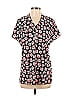 CAbi 100% Polyester Floral Black Short Sleeve Blouse Size XS - photo 1