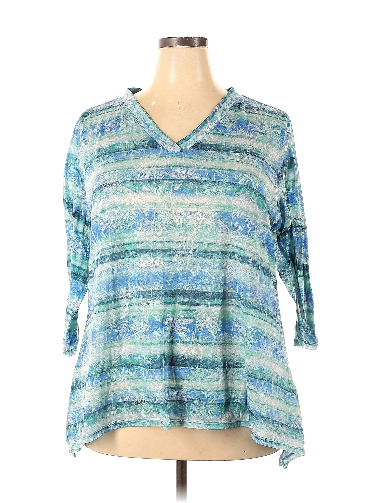 Ruby Rd Blue Top Ruby Rd. Tropical Blue 3/4 Sleeve T-Shirt Size 2X (Plus) - 62% off ...