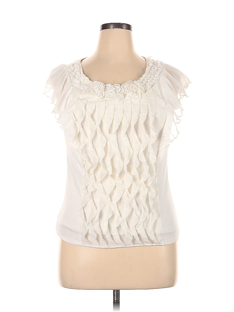 New Directions Ivory Short Sleeve Blouse Size XL (Petite) - 75% off ...