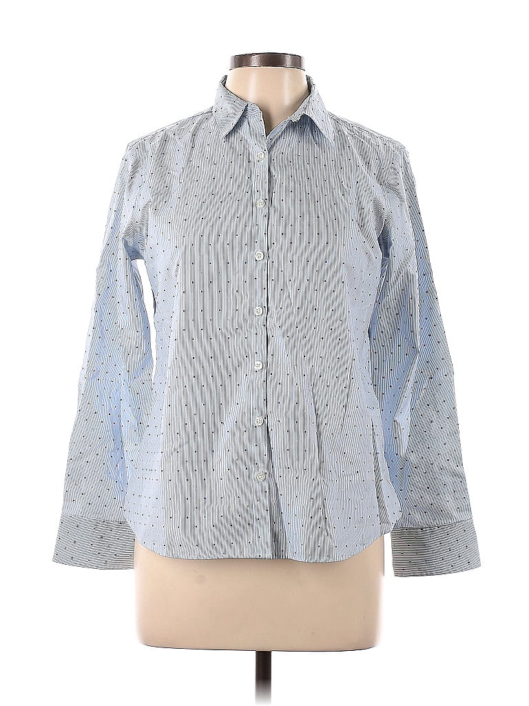 ~2000'S Lands' End Long-Sleeve Button-Down Light Flannel Check Shirt, Men's Size M (approx.) cotton gray type Vintage Second Hand