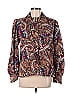 Oscar De La Renta Expressions Paisley Brown Long Sleeve Blouse Size 8 - photo 1
