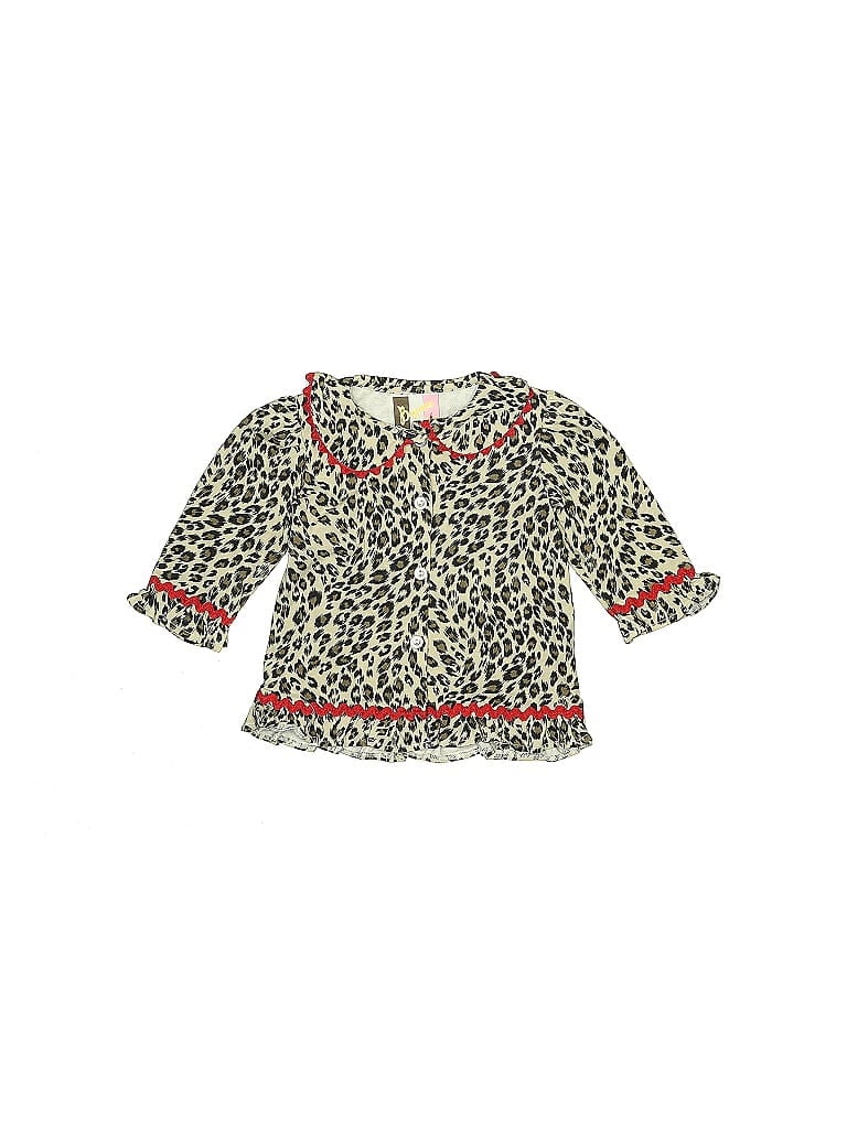 Banana Split 100% Cotton Animal Print Green 3/4 Sleeve Blouse 6-9 MO / 9 MO - photo 1