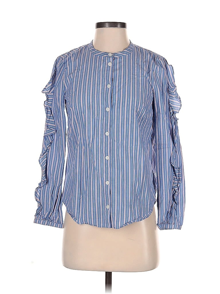 Pre-owned Madewell Long Sleeve Blouse In Blue