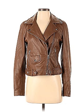 Slate & Willow Toffee Classic Leather Moto Jacket (view 1)
