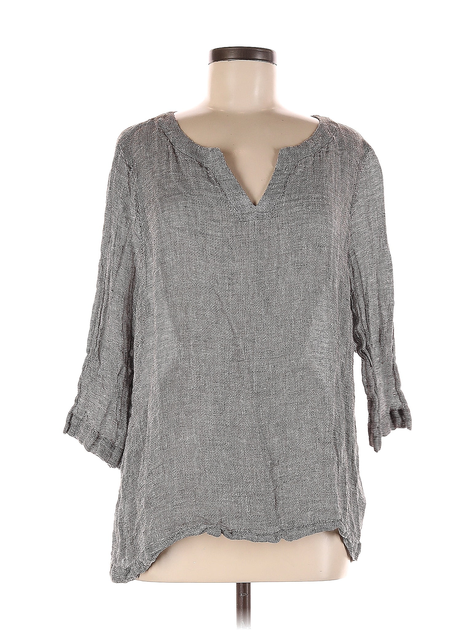 Purejill 100% Linen Gray 3/4 Sleeve Blouse Size M - 40% off | ThredUp