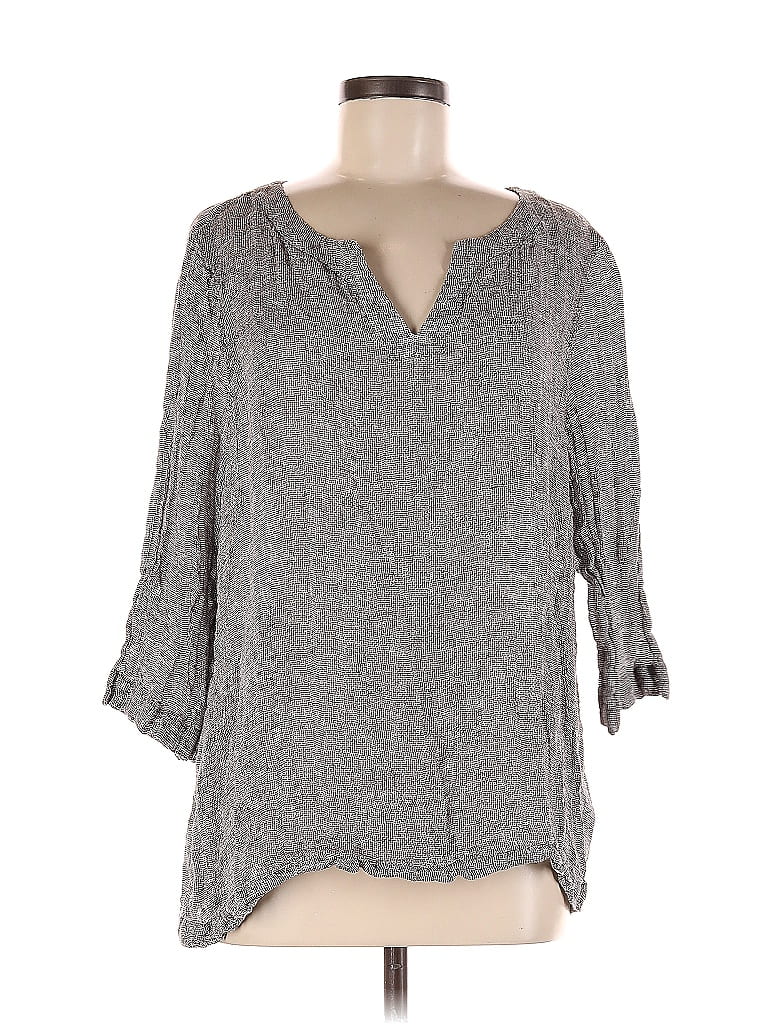 Purejill 100% Linen Gray 3/4 Sleeve Blouse Size M - 40% off | ThredUp