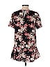 Pleione Floral Black Blue Short Sleeve Blouse Size XS - photo 2