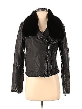 Slate & Willow Faux Fur Collared Leather Jacket (view 1)