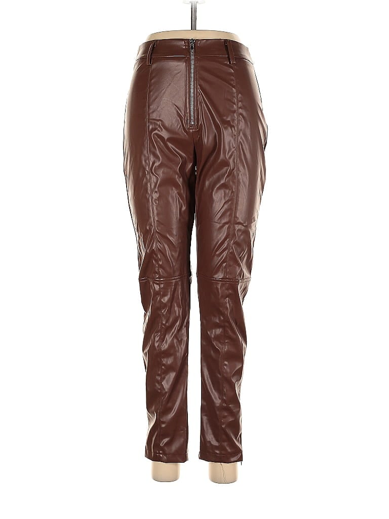Pre-owned Hello Molly Faux Leather Pants In Brown