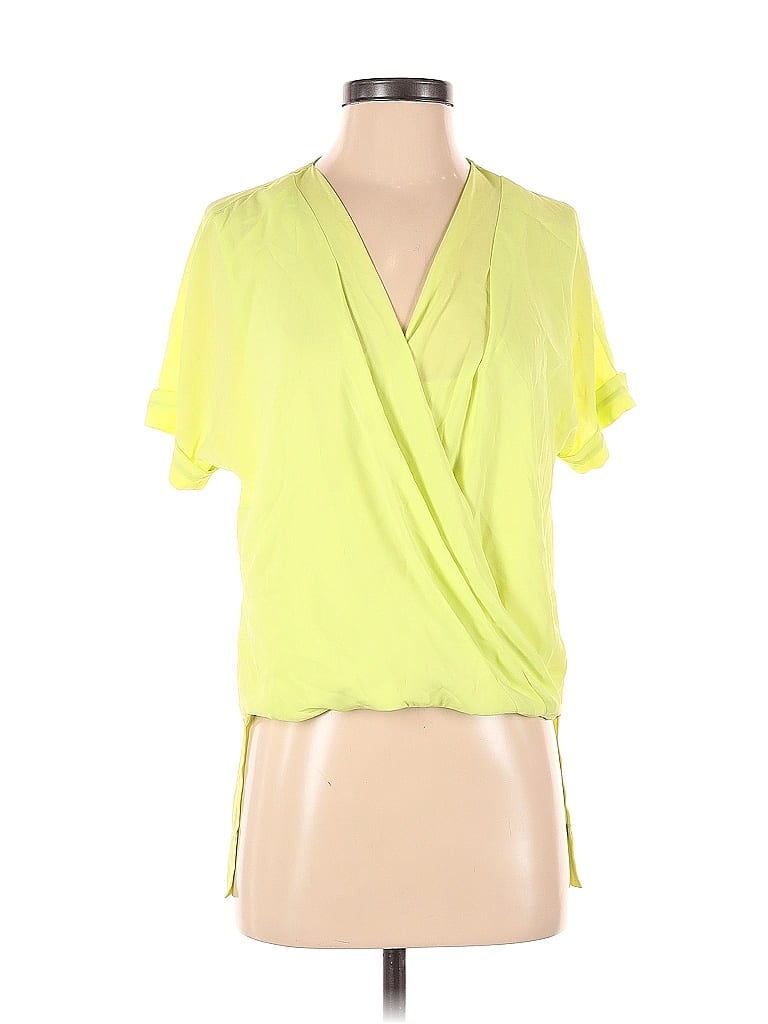Pre-owned Bcbgmaxazria Short Sleeve Blouse In Yellow