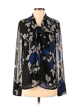 Jason Wu Collective Blue Floral Tie Neck Blouse (view 1)