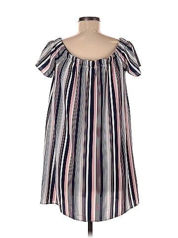 Ultra Flirt Stripes Blue Casual Dress Size M