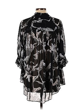 Adam Lippes Collective Black Sheer Printed Blouse (view 2)