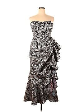 Badgley Mischka Printed Side Skirt Ruffle Gown (view 1)