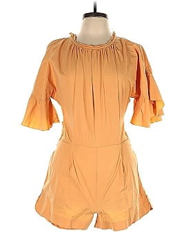 Genny Orange Poplin Romper (view 1)