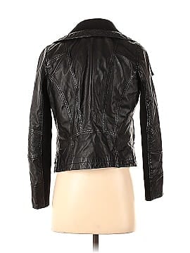 Slate & Willow Black Open Front Leather Moto Jacket (view 2)