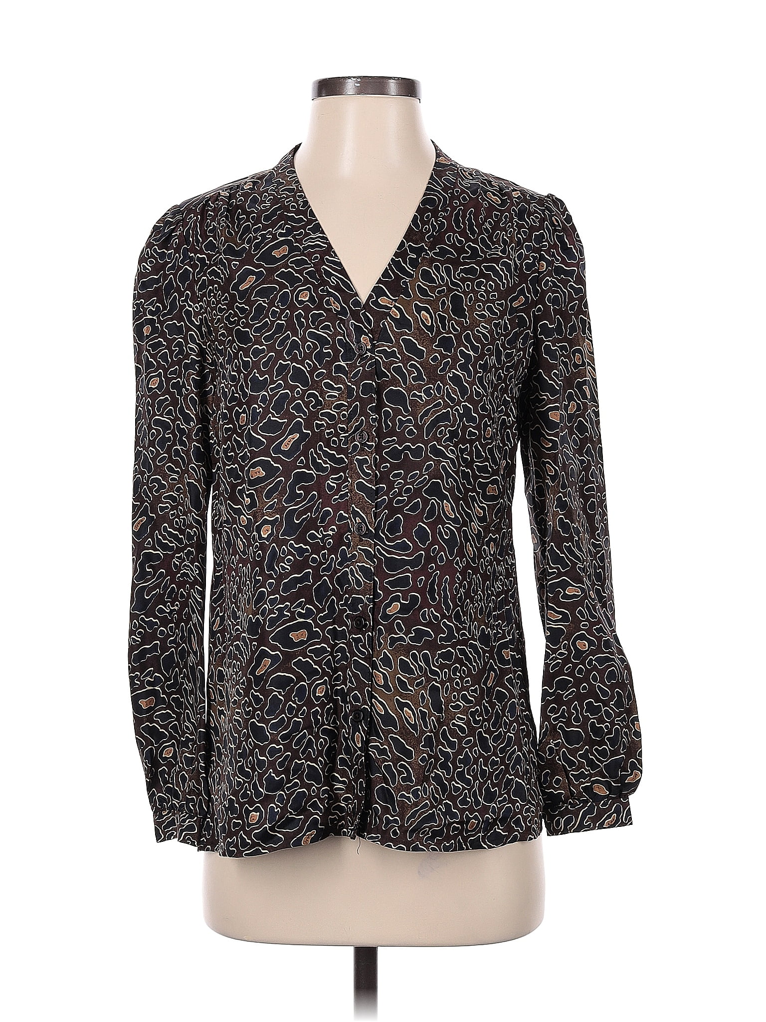 Tory Burch 100% Silk Marled Black Long Sleeve Silk Top Size 2 - 85% off ...