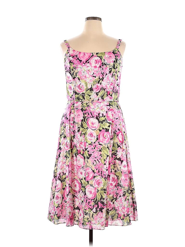 Talbots 100% Cotton Floral Motif Floral Pink Casual Dress Size 16 - 25% ...