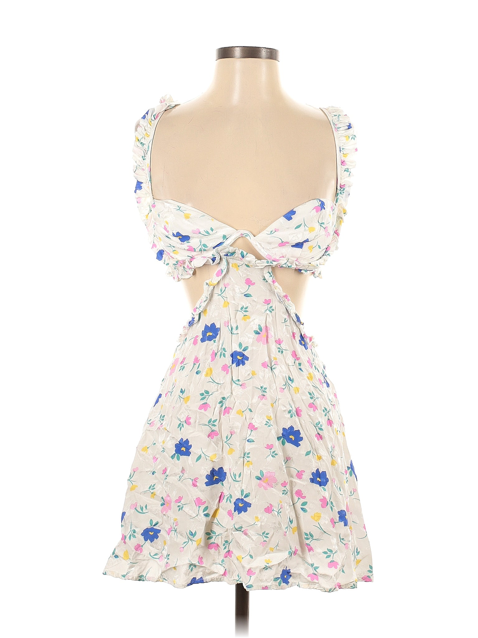 For Love & Lemons Floral Motif Floral Hearts White Cocktail Dress Size ...