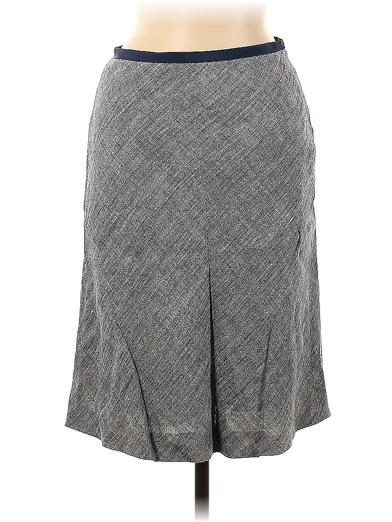 Karen Millen Chevron-herringbone Gray Blue Casual Skirt Size 8 - photo 1