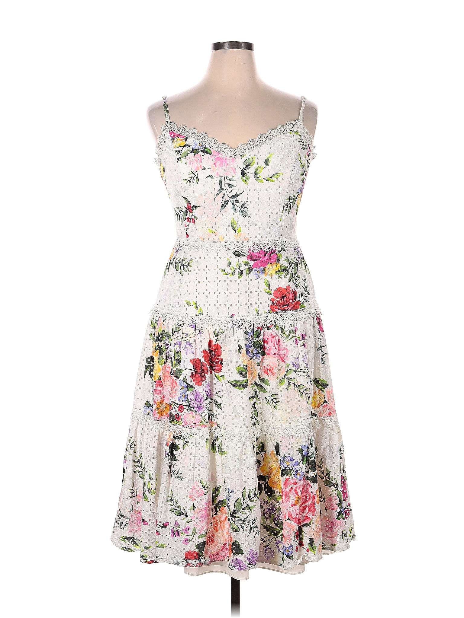 MARCHESA notte Floral Motif Floral White Cocktail Dress Size 14 - 61% ...