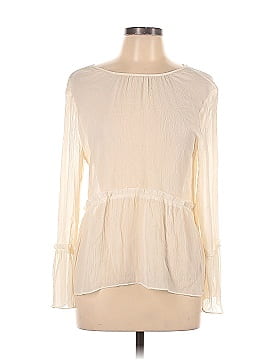 Ecru Long Sleeve Silk Top (view 1)